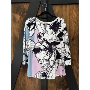 Chicos Floral Crewneck Pullover Spring Sweater Size 3 US XL